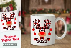 Christmas Buffalo Plaid Reindeer Svg, Christmas Moose Svg Product Image 3