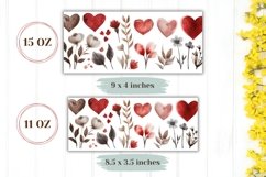 Watercolor Love Hearts Mug Design, Floral Mug Template Product Image 2