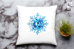 Blue Crystal Snowflake Clipart Sublimation PNG Product Image 3