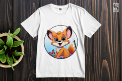 Cute Baby Fox and Butterfly Clipart Sublimation PNG Product Image 2