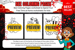 Bee Coloring Pages PDF Worksheets Activities for Kids tools Product Image 2