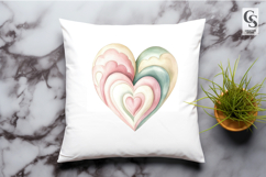 Watercolor Pastel Heart Floral Clipart Sublimation PNG Product Image 3