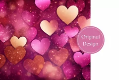 Love Hearts Tumbler Design, Glitter Hearts Tumbler Wrap PNG Product Image 2