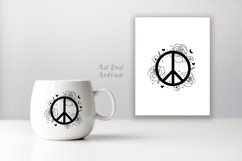 Peace sign with flowers and stars| Svg, Dxf and Png files Product Image 2