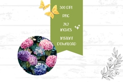 Pink Hydrangea Round Earrings Design, Floral Round Earrings Product Image 2