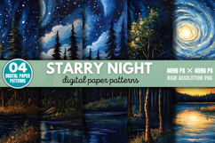 Starry Night Digital Paper Background JPG Product Image 1