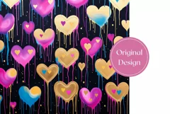 Glitter Hearts Tumbler Wrap, Valentine's Day Sublimation PNG Product Image 2