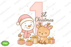 Pink Snowman Baby First Christmas PNG, Baby's First PNG Product Image 2