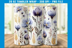 Iris Floral Tumbler Wrap | Floral Tumbler Sublimation Product Image 2