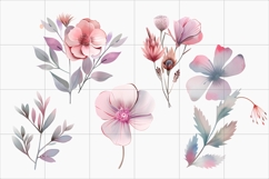 Pink Wildflower Decoration Clipart PNG, Watercolor Flower Product Image 2