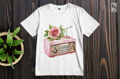 Vintage Radio Floral Clipart PNG Product Image 2