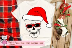 Skull Santa hat with glasses svg, christmas shirt man svg Product Image 2