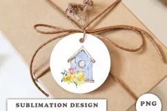 Watercolor Spring birdhouse sublimation png Product Image 2