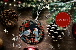 3D Christmas Round Sign, 3D Christmas Birds Ornament Design Product Image 2