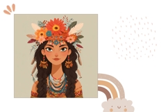 Ethnic Pillow Design, Cartoon Girl Pillow Sublimation Product Image 2