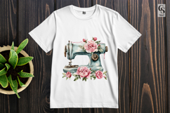 Vintage Sewing Machine with Flowers Clipart Sublimation PNG Product Image 2
