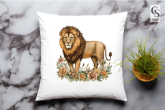 Watercolor Floral Lion Clipart Sublimation PNG Product Image 3