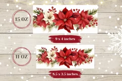 Christmas Flower Mug Sublimation, Poinsettia Mug Wrap Design Product Image 2