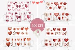 Watercolor Hearts Mug Designs, Watercolor Flowers Mug Wraps Product Image 2