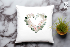 Watercolor Pastel Floral Heart Wreath Clipart png Product Image 3