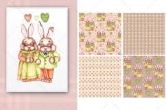 Bunny love/Watercolor Clipart PNG, JPG Product Image 2