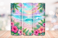 Floral Beach 20 OZ Skinny Tumbler Wrap Sublimation Png. Product Image 2