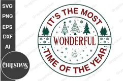 It's The Most Wonderful Time Of The Year Round Sign SVG Product Image 1