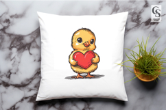 Cute Chick Holding Heart Clipart Sublimation PNG Product Image 3