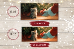 Cartoon Christmas Cat Mug PNG, Christmas Tree Mug Template Product Image 2