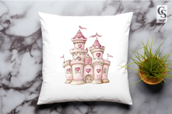 Pink Heart Princess Castle Clipart Sublimation PNG Product Image 2