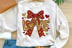 LOVE Valentine Glitter Bow Sublimation PNG Product Image 1