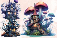 Fairy Halloween Witch House Sublimation Clipart, Fairy Hallo Product Image 3