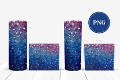 Blue Glitter Tumbler Sublimation, Stars Tumbler Wrap Design Product Image 2