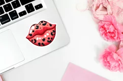 Valentine's day Leopard juicy lips stickers. PNG, JPG. Product Image 4