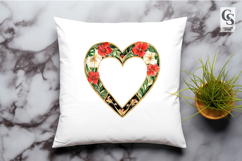 Floral Heart Frame Border Clipart Sublimation PNG Product Image 3