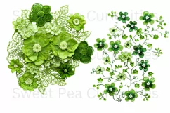 Embroidery, Flowers, Lace, PNG, Clipart, Green Product Image 2