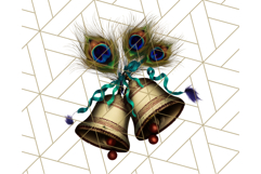 Peacock Christmas Clipart in Jewel Tones, Christmas Png Product Image 2
