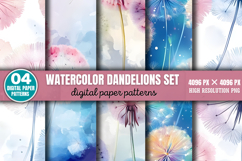 Watercolor dandelions set Digital Background Paper Bundle PN Product Image 3