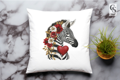 Floral Zebra Heart Watercolor Clipart Sublimation PNG Product Image 3