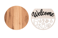 Christmas Welcome Sign SVG | Round Door Hanger Design Product Image 2
