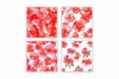 Watercolor Red Begonia Flower Digital Papers Product Image 2