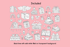 Valentine Bookish Digital Stamp, Romance Books Coloring Page Product Image 2