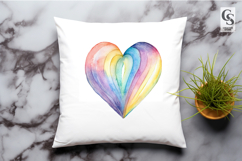 Rainbow Watercolor Heart Illustration Clipart Sublimation PN Product Image 3