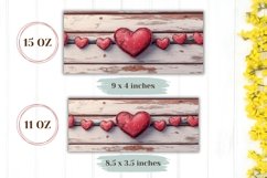 Red Hearts Mug Design, Wooden Love Hearts Mug Wrap Product Image 2