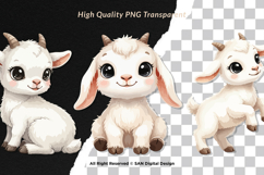 15 Bundle Watercolor Baby Goat Farm Sticker Kids Cartoon Art Product Image 2
