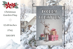Cartoon Christmas Deer Garden Flag, Winter Garden Flag Product Image 1