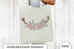 Watercolor Floral deer antlers sublimation design Product Image 2