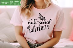 Anti-social Butterfly SVG Cut File | Sassy SVG Design Product Image 2