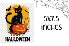 Vintage Halloween Cat Towel Print, Happy Halloween PNG Product Image 2