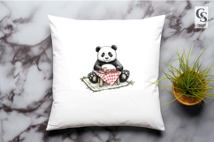 Cute Panda Picnic Clipart Sublimation PNG Product Image 2